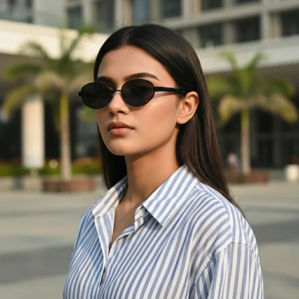 Vintage Small Oval CP Frame Gold Retro Metal Durable Women Sunglasses