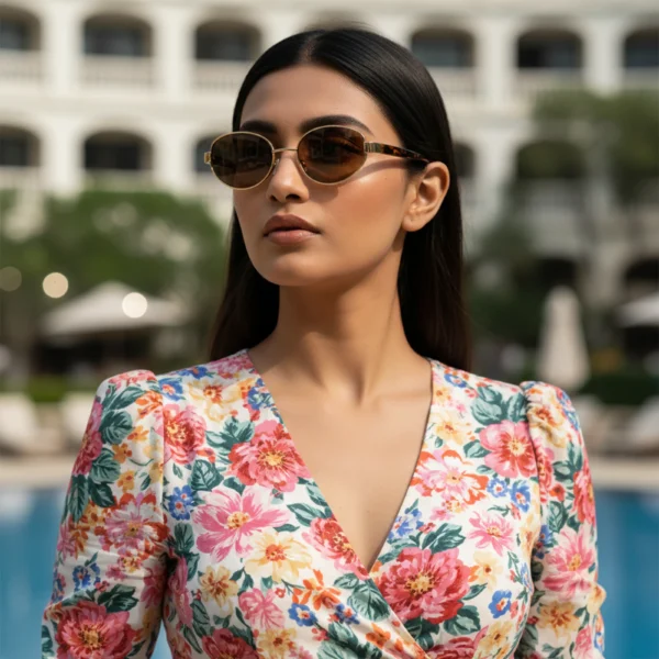 Vintage Small Oval CP Frame Gold Retro Metal Durable Women Sunglasses