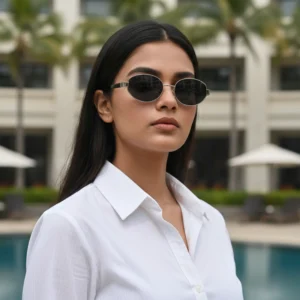 Vintage Small Oval CP Frame Gold Retro Metal Durable Women Sunglasses