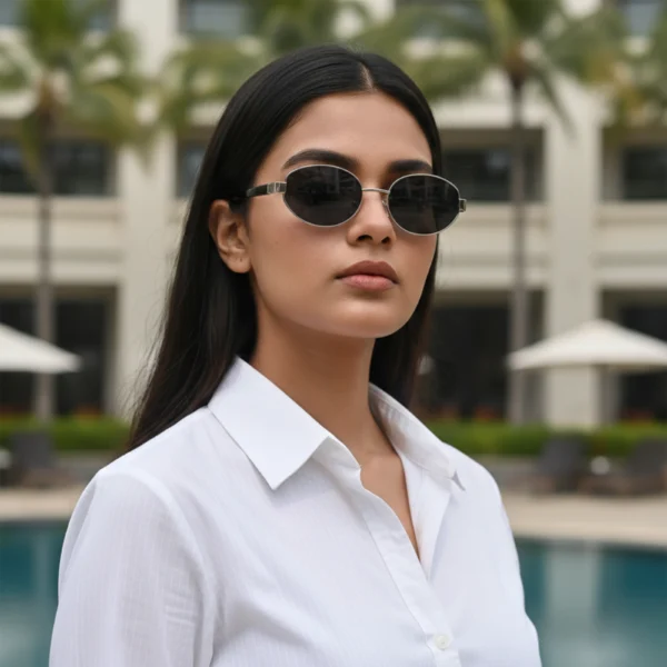 Vintage Small Oval CP Frame Gold Retro Metal Durable Women Sunglasses