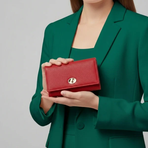 Short Women's Premium PU Leather Wallet Internet Celebrity Style Fashion Open Closure Polyester Lining Portable