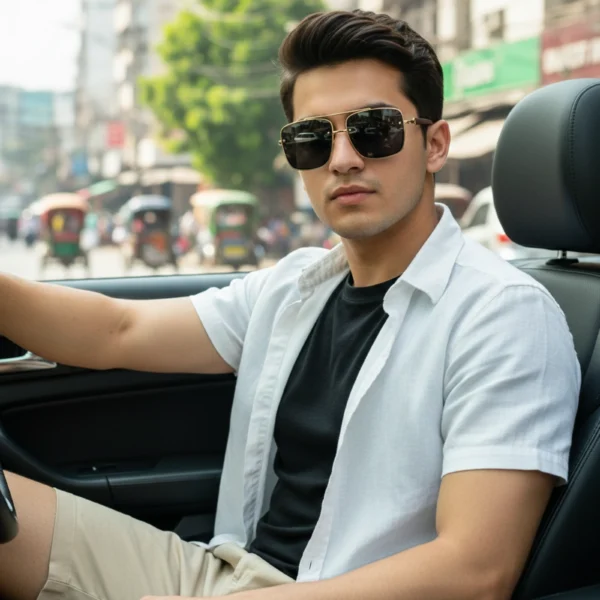 Ultra Lightweight Retro Style Square Metal Frame Men's Sunglasses Comfortable UV400 Shades Sun Glasses| (Black)