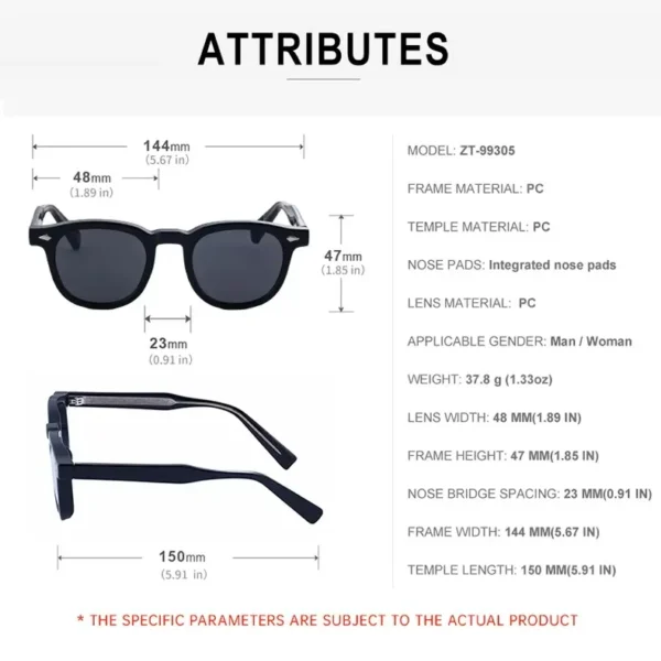 Retro Designer PC Frame Round CP Arms UV400 Protection Shades Sun Glasses Sunglasses for Women Men Unisex