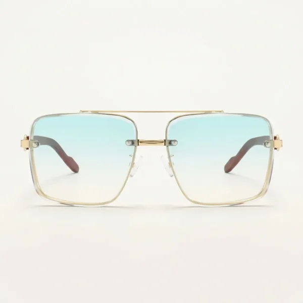 Ultra Lightweight Retro Style Square Metal Frame Men's Sunglasses Comfortable UV400 Shades Sun Glasses| Green