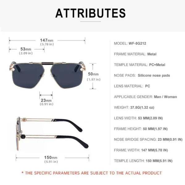 Retro Designer Square Metal Frame UV400 Protection Shades Sun Glasses Sunglasses for Men