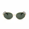 Vintage Small Oval CP Frame Gold Retro Metal Durable Women Sunglasses