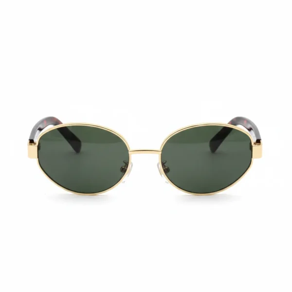 Vintage Small Oval CP Frame Gold Retro Metal Durable Women Sunglasses