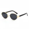 Vintage Small Oval CP Frame Gold Retro Metal Durable Women Sunglasses