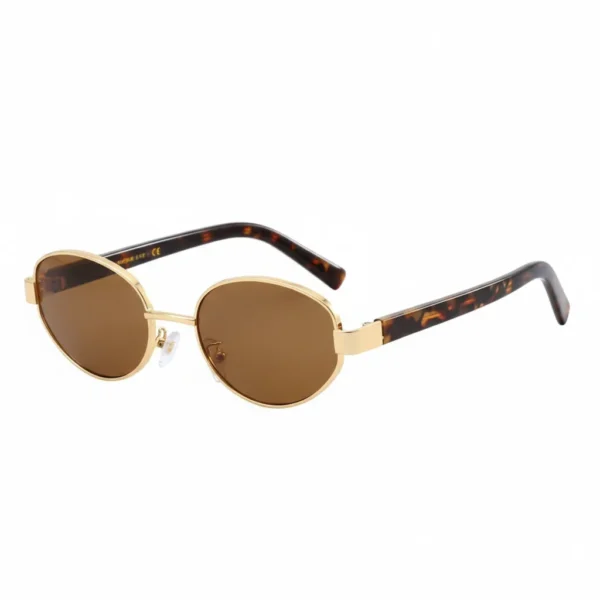 Vintage Small Oval CP Frame Gold Retro Metal Durable Women Sunglasses