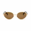 Vintage Small Oval CP Frame Gold Retro Metal Durable Women Sunglasses