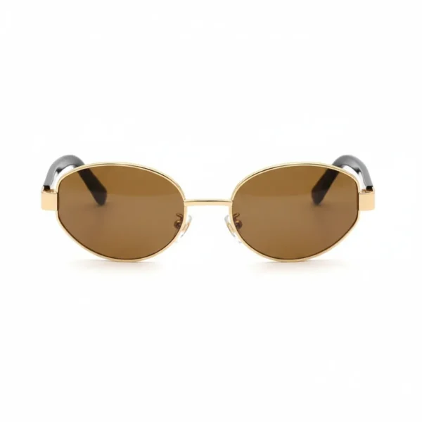 Vintage Small Oval CP Frame Gold Retro Metal Durable Women Sunglasses