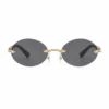 Luxury Design Rimless Oval Women's Sunglasses Decoration UV Protection