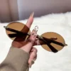 Luxury Design Rimless Oval Women's Sunglasses Decoration UV Protection