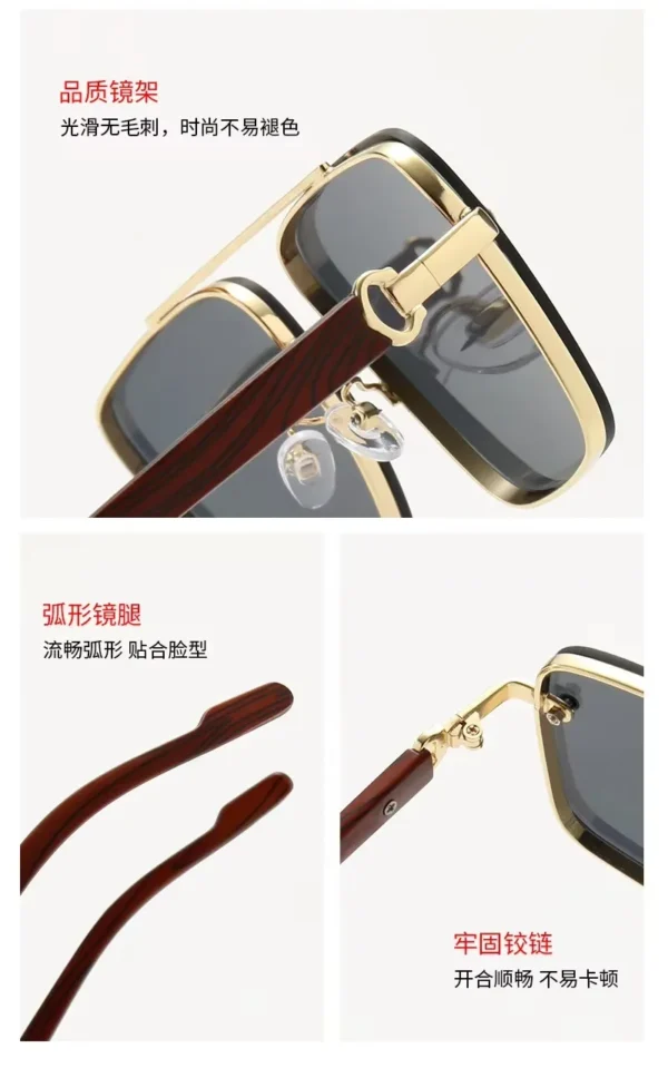 Ultra Lightweight Retro Style Square Metal Frame Men's Sunglasses Comfortable UV400 Shades Sun Glasses| (Black)