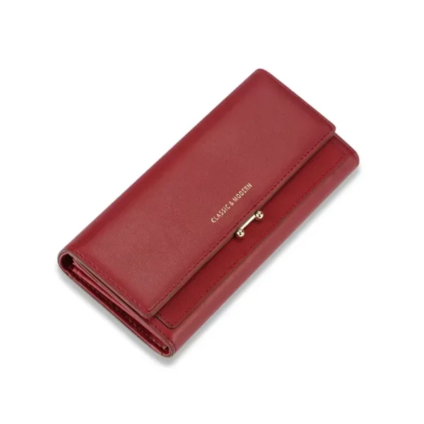 Classic & Modern Women's Large Capacity PU Leather Wallet (RED)