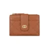 Elegant Quilted Slim Short Wallet for Women – Waterproof PU Leather Card Holder| BROWN