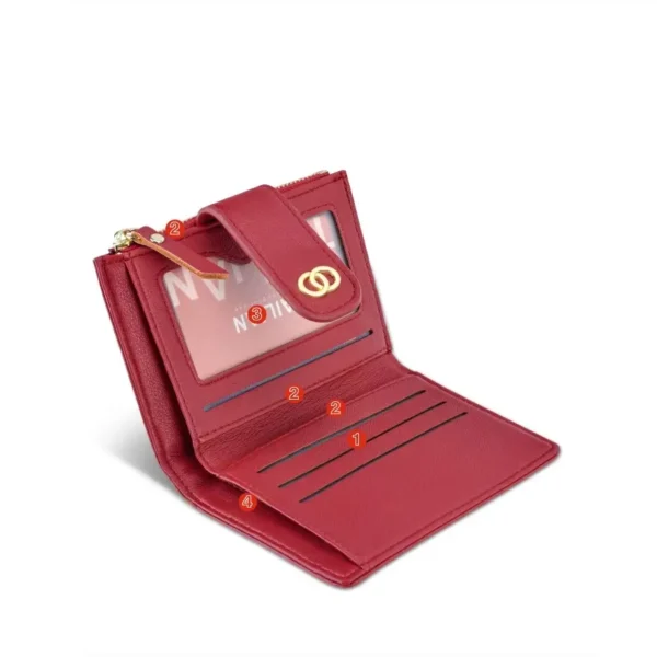 Elegant Quilted Slim Short Wallet for Women – Waterproof PU Leather Card Holder| (RED)