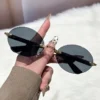 Luxury Design Rimless Oval Women's Sunglasses Decoration UV Protection