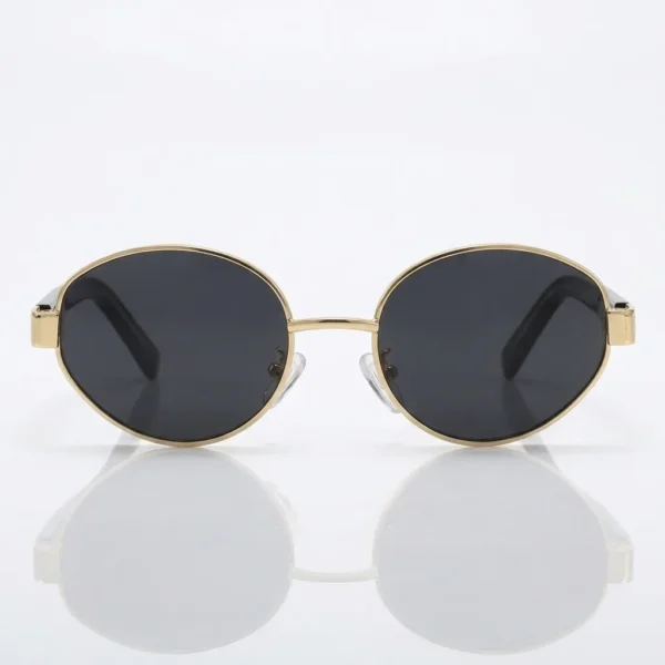 Vintage Small Oval CP Frame Gold Retro Metal Durable Women Sunglasses