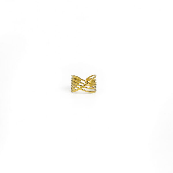 Gold Adjustable Multi-Layer Cross Line Open Ring