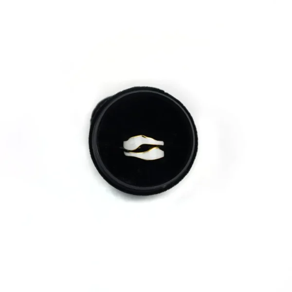 18K Gold Plated White Enamel Stainless Steel Open Ring