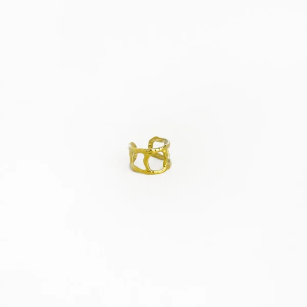 Vintage 18k Gold Plated Waterproof Hollow Stainless Ring