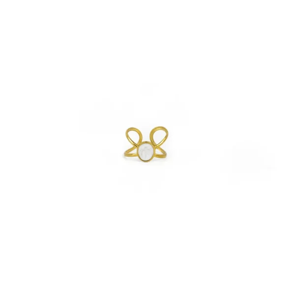 18K Gold Plated Waterproof Geometric Hollow Ring