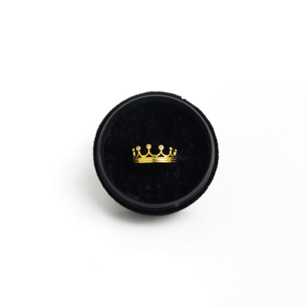 Gold Stainless Steel Rhinestone Crown Open Ring for Women