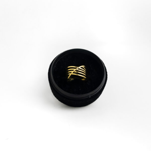 Gold Adjustable Multi-Layer Cross Line Open Ring