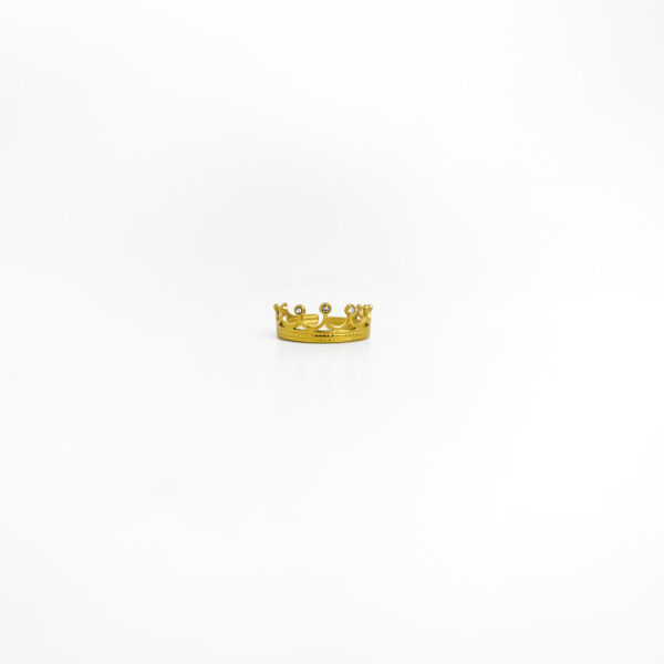 Gold Stainless Steel Rhinestone Crown Open Ring for Women
