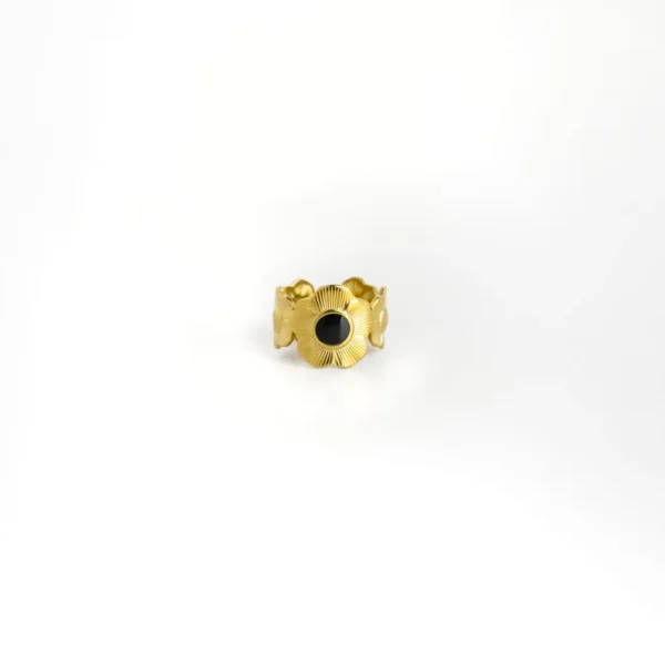 18K Gold Plated Waterproof Stainless Steel Flower Ring