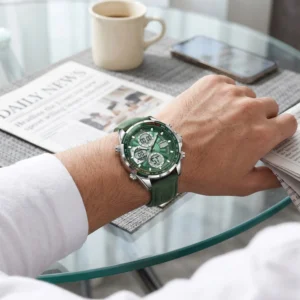 Poedagar Original Chronograph Men Watch Luxury Leather Quartz