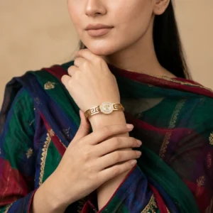 Women’s Gold-Plated Greek Style Bangle Bracelet