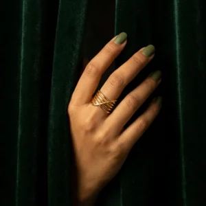 Gold Adjustable Multi-Layer Cross Line Open Ring