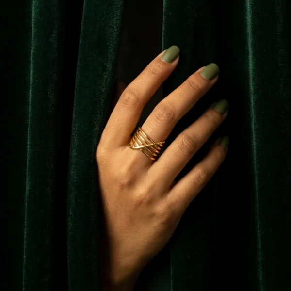 Gold Adjustable Multi-Layer Cross Line Open Ring