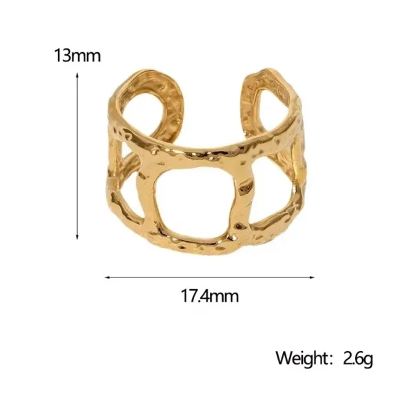 Vintage 18k Gold Plated Waterproof Hollow Stainless Ring