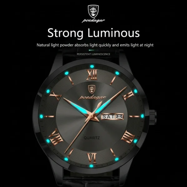 Poedagar 978 Original Men Watch Luminous Waterproof Leather