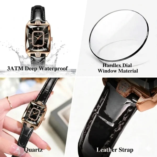 Poedagar Original Crystal Square Luxury Quartz Watch