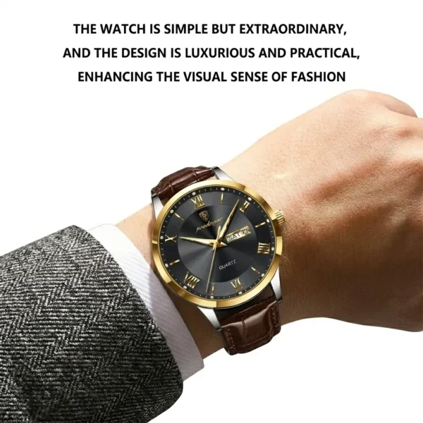 Poedagar 978 Original Men Watch Luminous Waterproof Leather