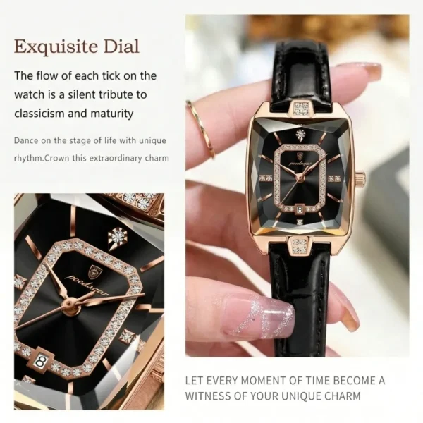 Poedagar Original Crystal Square Luxury Quartz Watch