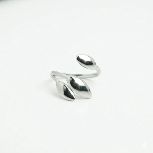 Punk Style Stainless Steel Leaf Opening Adjustable Ring