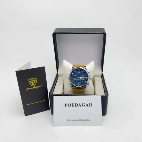 Poedagar Original Men Watch Leather Quartz Chronograph Waterproof