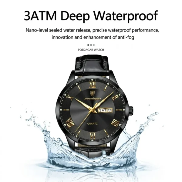 Poedagar 978 Original Men Watch Luminous Waterproof Leather