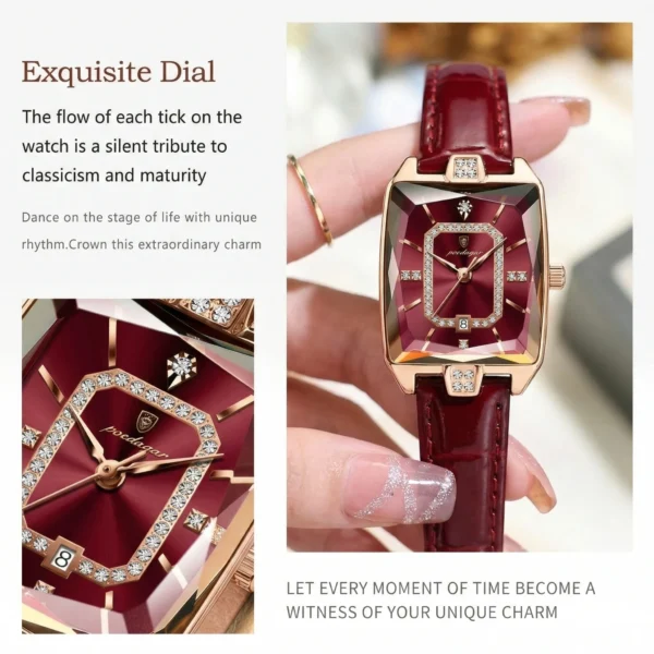 Poedagar Original Crystal Square Luxury Quartz Watch