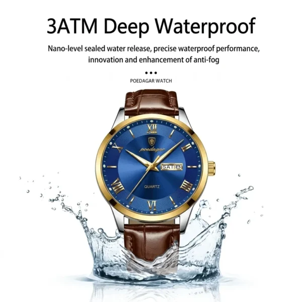 Poedagar 978 Original Men Watch Luminous Waterproof Leather