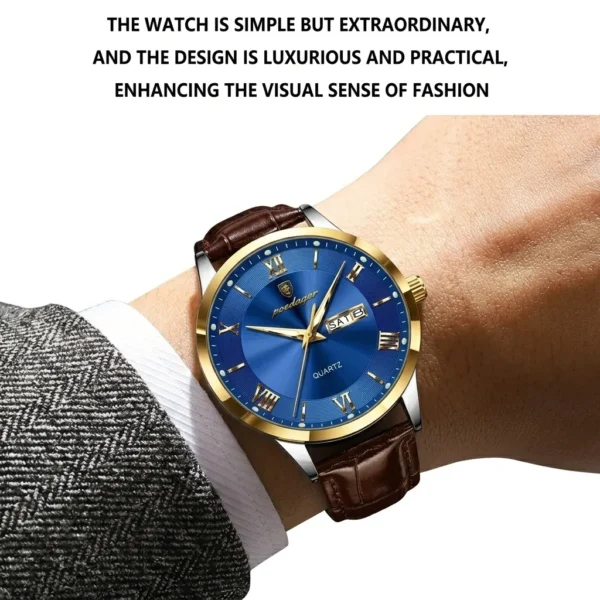 Poedagar 978 Original Men Watch Luminous Waterproof Leather