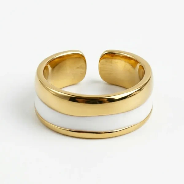 Adjustable 14K Gold Plated Drop Glaze Ring in Luxury Box