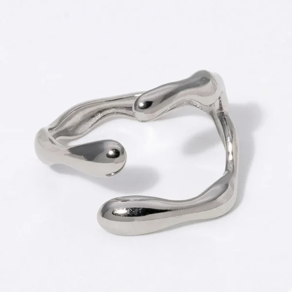 Organic Deformed Open Ring | Stainless Steel Ring