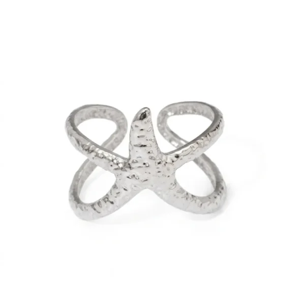 Stainless Steel Starfish Adjustable Open Finger Ring