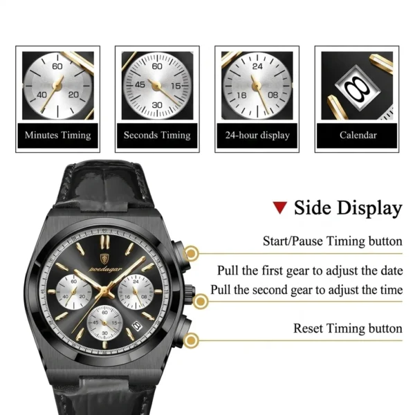 Poedagar Original Men Watch Quartz Waterproof Luminous
